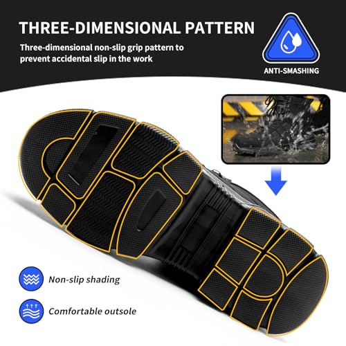Nasogetch Mens Work Boots Steel Toe Boots for Men Women Comfortable Lightweight Indestructible Shoes Non-Slip Construction Boots Safety4