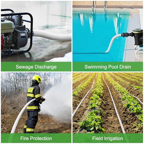AGHITG 3" ID x 30 FT Backwash Hose Lightweight, fire hose with Clamps, Lay Flat Sump Pump Hose,for Swimming Pool Discharge/Outdoor Lawn/Garden Irrigation by AGHITG - Image 6