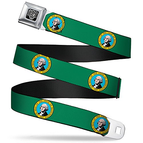 Cinturón de seguridad con bandera de Washington multicolor para looks casuales urbanos