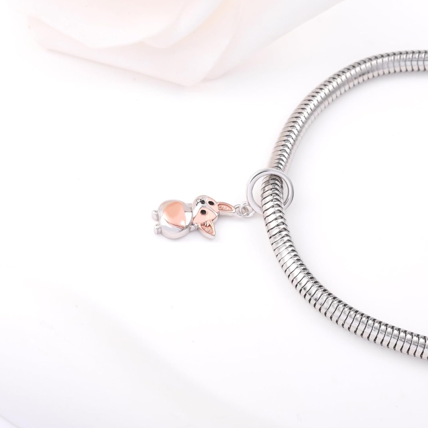 Corgi Dog Charms for Women - 925 Sterling Silver Lovely Dog Gifts for Corgi Lovers Cute Charm Bead for Bracelets Daisy Animal Charms for Birthday Gifts - Image 4