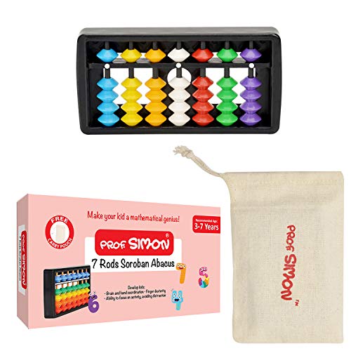 Image of 7 Rods /Digits Soroban Plastic Abacus With Multi-Colored Beads, Kid