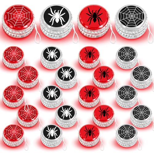 Liliful Spider Party Favors Birthday Party Supplies LED Lighted Yo Yo Bulk Spider Theme Toy for Boys Girls Goodies Bag Filler Hero Gifts in Bulk