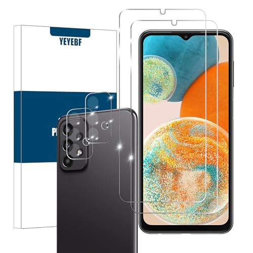 YEYEBF Galaxy A23 HD Clear Tempered Glass Screen Protector+Camera Lens Protectors [2+2 Pack] [Anti-Scratch][Case-Friendly] Screen Protector Glass For Samsung Galaxy A23