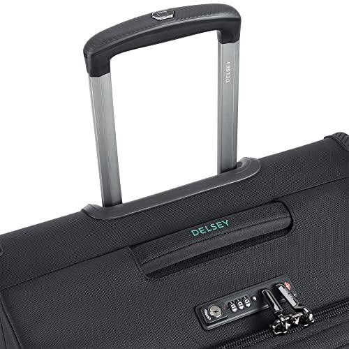 Image of DELSEY PARIS Helium DLX Softside Expandable Luggage with Spinner Wheels, Black, Checked-Medium 25 Inch