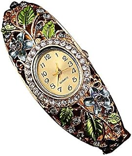 Crystal Quartz Bracelet Bangle Women Wristwatch Flower Watch Women's Watch Replacement Watch Band Strap (Grey, One Size), Grey, One Size