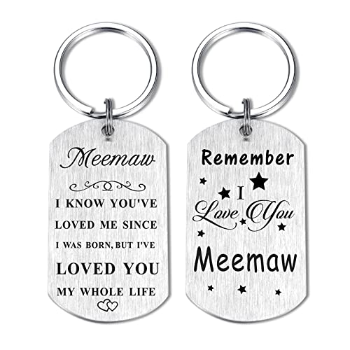 Resdink Remember I Love You Meemaw Gifts, Happy Birthday Keychain Gift for My Meemaw, Meaningful Meemaw Mother's Day Christmas Present, Sliver