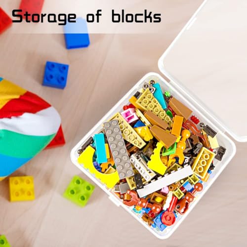 Image of DUOFIRE Small Plastic Box Organizer Box Small Plastic Storage containers Small Plastic case for Storage Beads, Jewelry and Small Items Square(5.2 x 5.2 x 1.3inch) 4 Pack