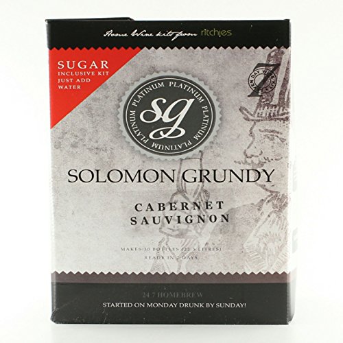 Soloman Grundy Platinum Cabernet Sauvignon 7 Day Red Wine Kit 7kg 30 bottle 23L