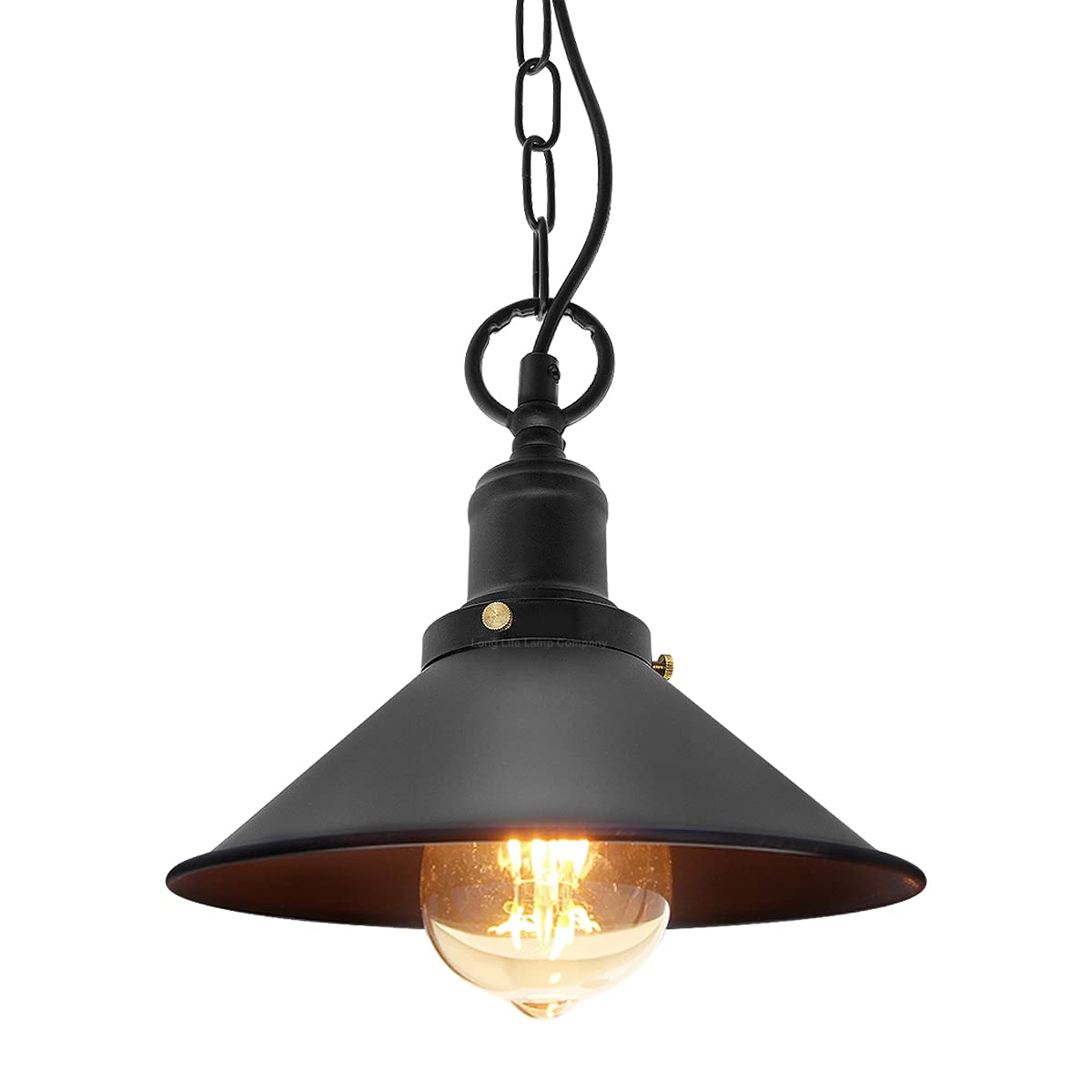 Long Life Lamp Company Black Vintage Industrial Pendant Light Metal Lamp Shade Steampunk Chain Ceiling Light Nautical M0238-F