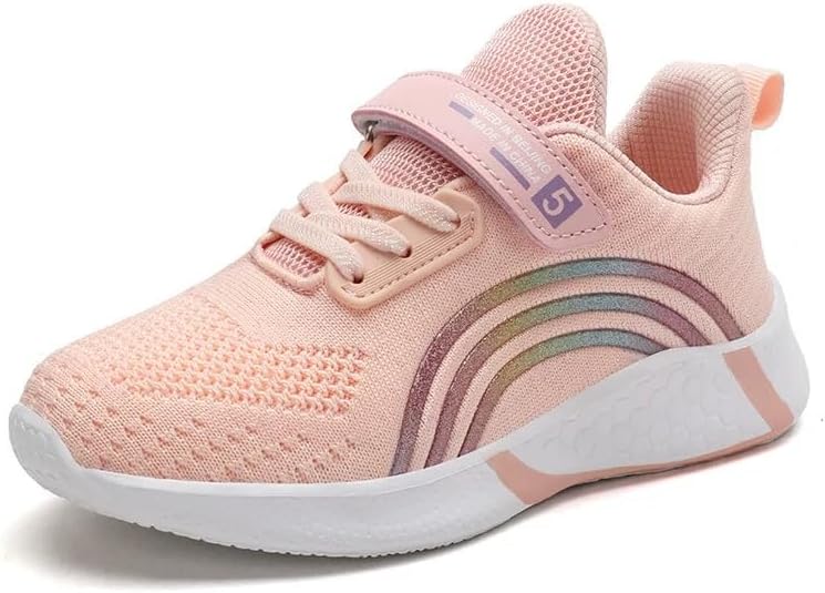 YHYLRON Girls Running Shoes Lightweight Kids Shoes Non-Slip Pink Sneakers Comfortable Athletic School Breathable Girls Sneakers Little Big Size