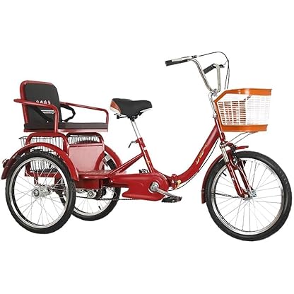 20 Zoll 3 Räder Dreirad Erwachsene Senioren Dreirad Bike Tragfähigkeit 180KG Mit Korb, Dreirädriges Cruiser-Fahrrad Für Erholung, Einkaufen, Picknicks