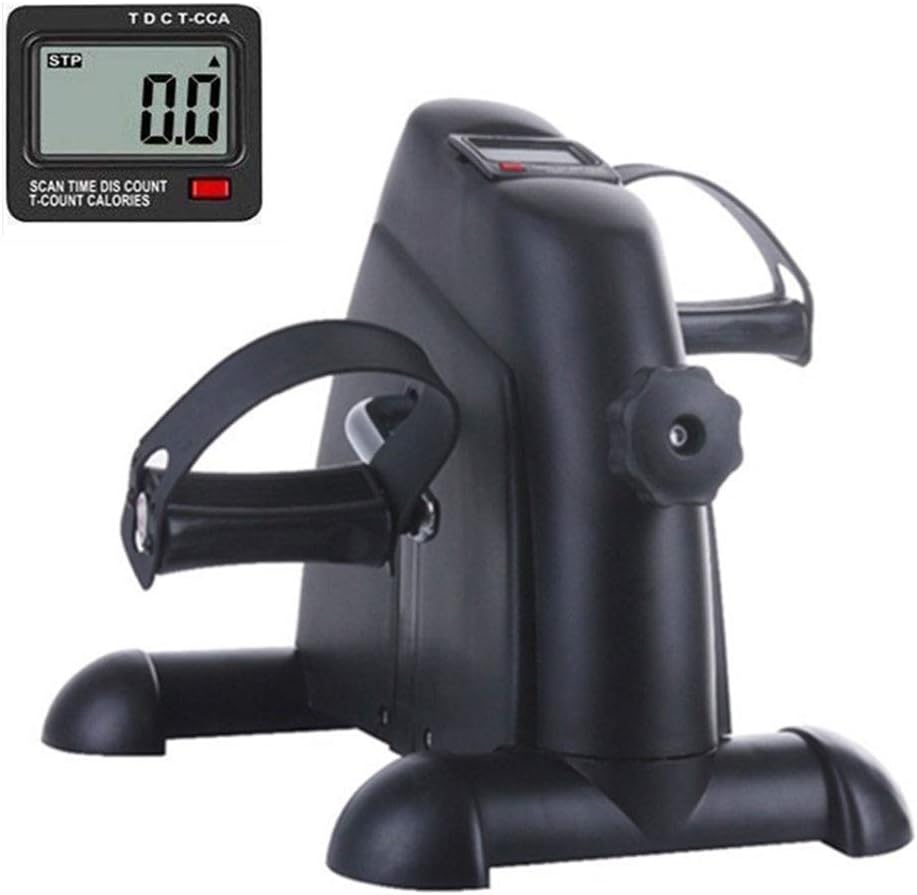 Home and Office Use Exercise Bike Pedal with LCD Display, Under Desk Resistance Adjustable Exerciser Trainer Fitness Peddler with for Leg and Arm