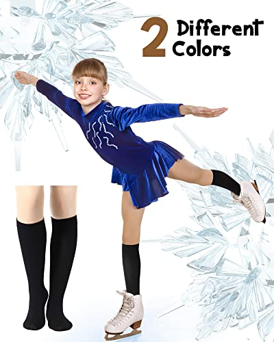 12 Pairs Ice Skating Socks High Tights Women's Ice Skating Tights Skating Nylon Socks Figure Footed Skate Socks for Girls Kids Black, Nude4