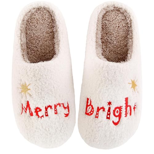 Image of Comfy House Slippers For Women Men, Ladies Fuzzy Bedroom Slippers,indoor Outdoor Memory Foam Shoes
