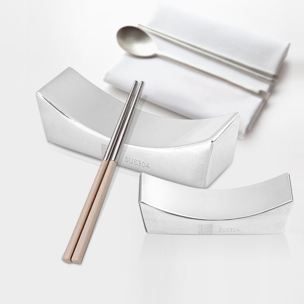 Baguettes Plates Solides En Acier Inoxydable 304 Coréen, Cuillère Baguettes Ensemble De Deux Pieces Couleur Rose 85594481