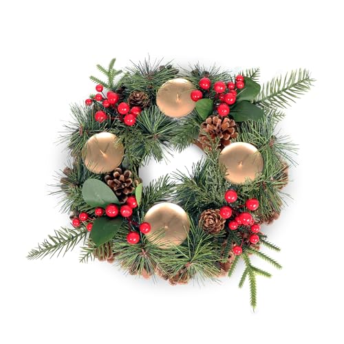Gartenpirat Künstlicher Weihnachtskranz Ø 30 cm für echte Kerzen...