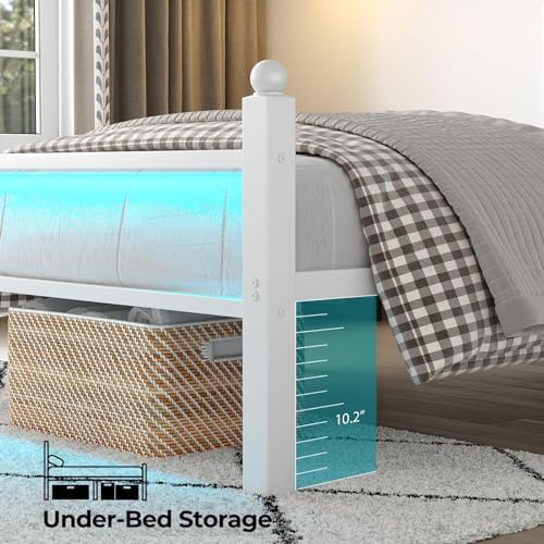 Image illustrating the available under-bed storage space, showing a basket fitting underneath.