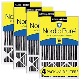 Nordic Pure 16x25x5HPM10C-4 Honeywell Replacement Pleated MERV 10 Plus Carbon Filter (4 Pack), 16 x 25 x 5