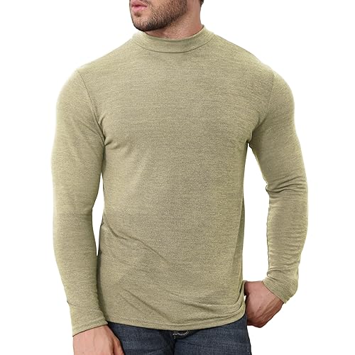 Uni Clau Men's Mock Turtleneck Shirt Long Sleeve Sweater Slim Fit Undershirt Basic Slim Fit Knitted Pullover Tees2