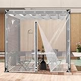 Lonas Impermeables para Exteriores,Lona De Plástico Transparente,Paneles Laterales De Pérgola De PVC Impermeables,Lona De Vinilo De Alta Resistencia,con Ojales,1Zips-1x1m/3.3x3.3ft