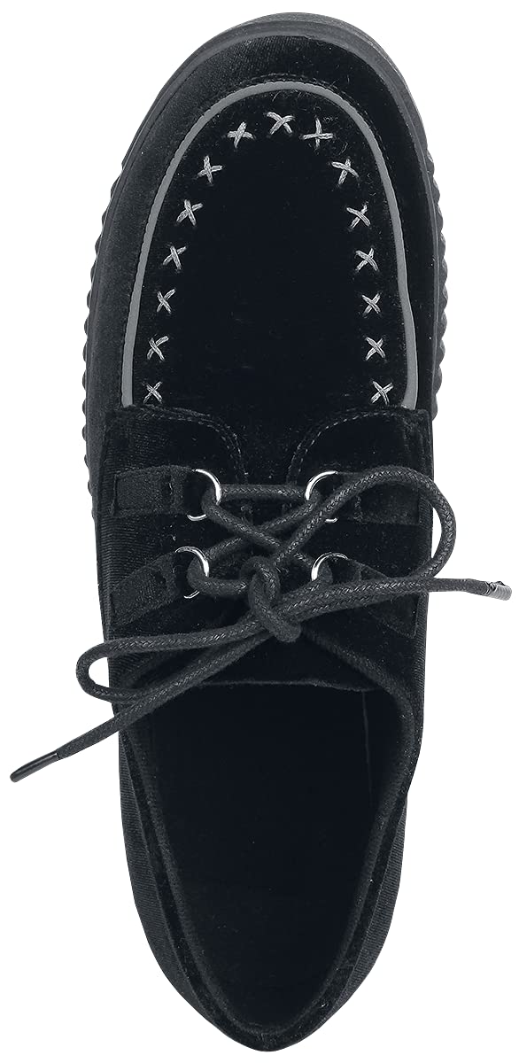 Gothicana by EMP Mujer Zapatillas Negras de Aspecto Aterciopelado