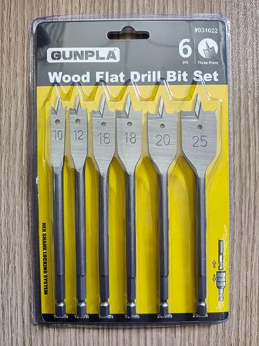 Gunpla 6 Pieces Spade Drill Bits Set 10-25mm, Carbon Steel Heavy Duty Hex Shank Paddle Bit Tools Woodworking Drilling Flat Bits Blades Kit for Plywood Plastics Chipboard Cuts 8 Gunpla 6 Pieces Spade Drill Bits Set 10-25mm, Carbon Steel Heavy Duty Hex Shank Paddle Bit Tools Woodworking Drilling Flat Bits Blades Kit for Plywood Plastics Chipboard Cuts - Image 8