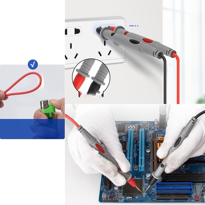 Image of 2PCS Multimeter Test Leads Banana Plug, Soft Silicone Multimeter Test Leads, Digital Multimeter Probes Electrical Test Probe 20A 1000V (Very Sharp)