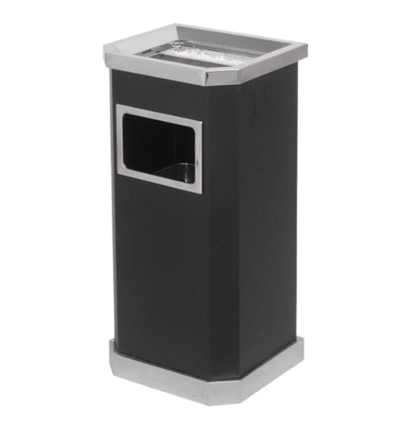 Organizador de Basura al Aire Libre Cubo De Basura Para Exteriores, Cubo De Basura Comercial De Acero Inoxidable Para Patios De Hoteles, Contenedores De Basura Reciclaje Interior Exterior(Black)
