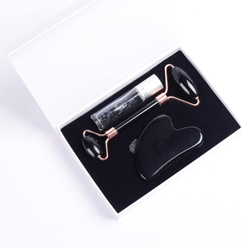 Noir Obsidian Face Face Gua Sha Sha Bouteille en pierre 3PCS / Set-3 décors de PCS