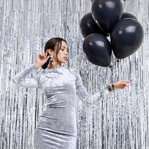 Image of Black Balloons Party Decorations 100 Pack 12 inch Round Halloween Latex Balloons for Black History Month Themed Retirement Graduation Anniversary Birthday Party Backdrop