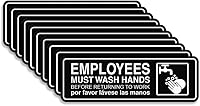 Vista 64 de Standard Employees Must Wash Hands - Letrero para puerta/pared, color negro, pequeño