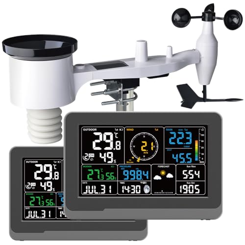 froggit WH5000 TWIN - Estación meteorológica inalámbrica 7 en 1 (2 pantallas)