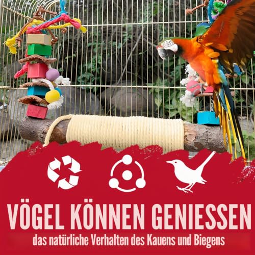 Papageienspielzeug, Vogelspielzeug für Vögel, Papageien, Schaukel, Kauspielzeug aus Naturholz, zum Aufhängen,Vögel Spielzeug Holz Glocke Vogel Schaukel Kauen Zubehör Bunt Holz Riesenrad