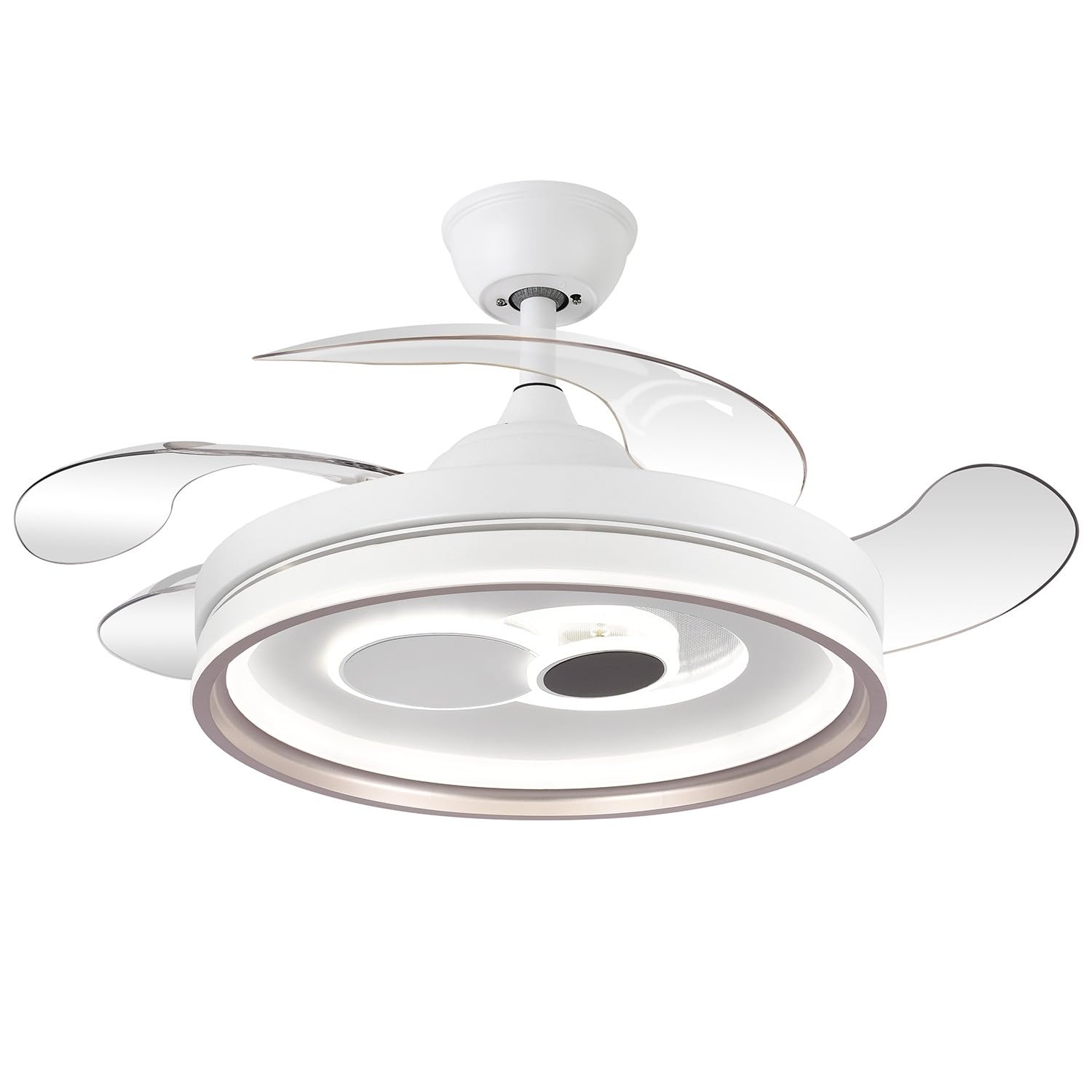 Ventilateur de plafond pales rétractables pour un salon frais et lumineux en été