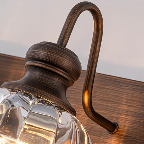Image of EDISLIVE ORB 3-Light Vintage Vanity Light for Bathroom Bath Wall Light Fixture with Clear Flower Glass Shades 25 inch E26 Antique Wall Sconce for Bedroom Hallway Living Room Vanity Mirror