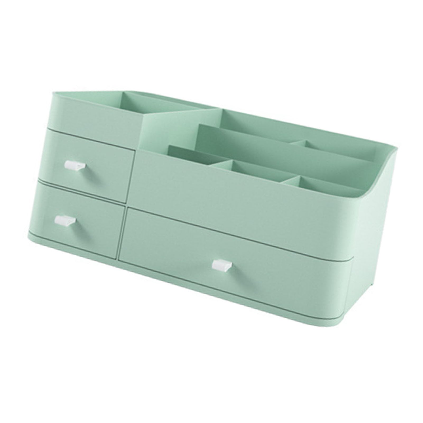 Organizador de cosméticos con cajones, vitrina de maquillaje de plástico impermeable para uso doméstico, almacenamiento de alta capacidad para lápices labiales, productos (Green)