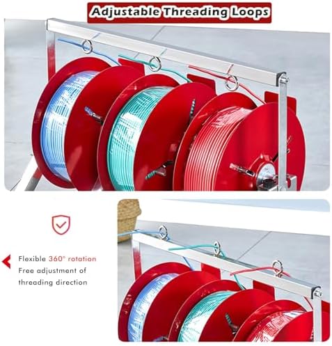 Foldable Wire Spool Holder, Portable Cable Caddy Rack Dispenser for 9-Inch Reels, Durable Steel Reel Stand for Easy Storage and Organization, Perfect for DIY and Workshop Use
