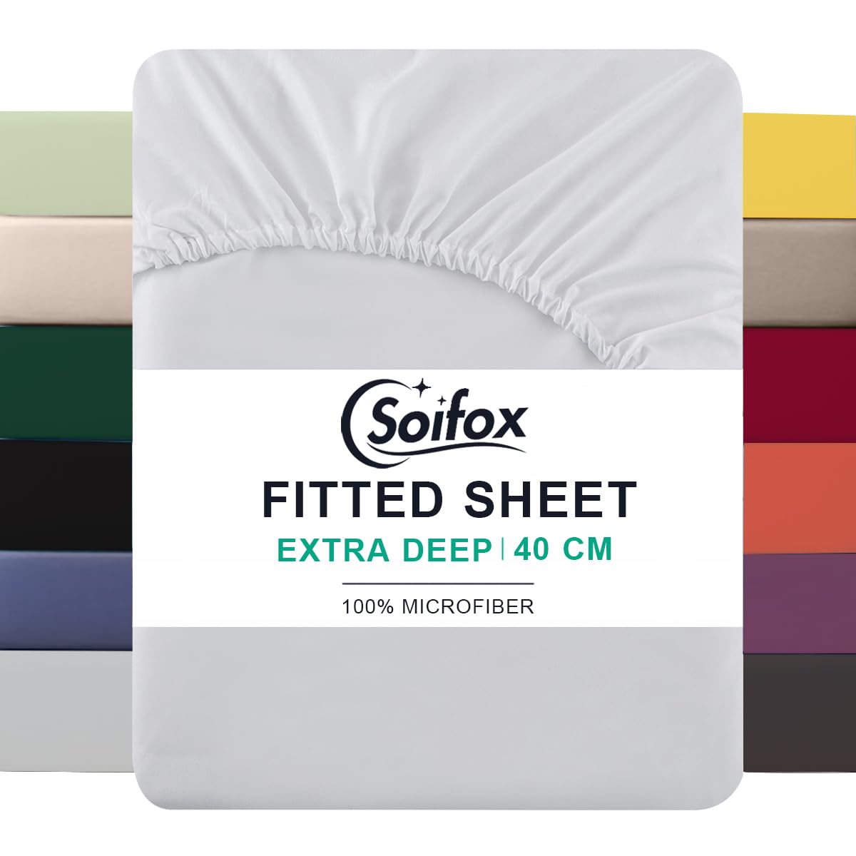 Soifox Small Double Fitted Sheets 40 cm Extra Deep Pocket White Bed Sheets 16 inch, Soft Microfiber Bottom Sheet for Small Double Bed, 122x190cm