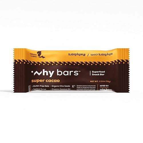 Miniatura 2 de Why Bars, Barras de proteínas, súper cacao, barras de 2.04 onzas (paquete de 12 barras de proteínas)  Superalimento en barra de proteínas, sin