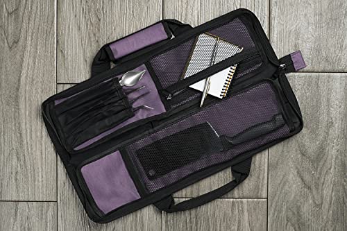 Asaya Chef Knife Roll Bag - 12 Pockets For Knives And Kitchen Utensils - Lightweight, Durable, And Stain Resistant Nylon - Perfect For The Traveling Chef - Knives Not Included (Purple) #TOP4