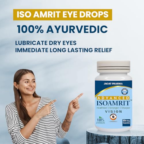Image of Jagat Pharma ISOAMRIT Eye Care Capsules, 60 Count - Natural Relief for Dry Eyes, Moisturizes Eyes, Gentle formula, Post-surgical Care, Headache, Unisex, Capsules