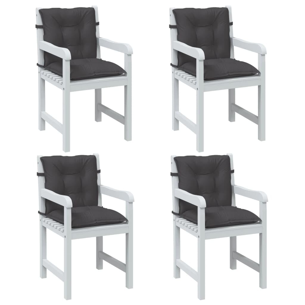 Cuscini Sedia Schiena Bassa 4 pz Antracite Mélange 100x50x7 cm con Imbottitura Morbida, Design Antiscivolo, Fascia Elastico e Laccetti, per Giardino, Ufficio, Interno