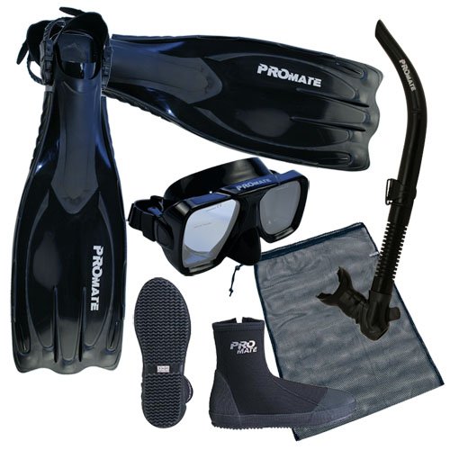 Set de Equipo para Buceo Promate con Máscara, Aletas, Botas y Bolsa