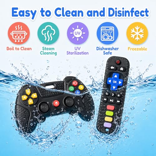 Image of Baby Silicone Remote Game Controller Teether, 2pack Teething Toy for Baby 3 6 12 18 Months, Baby's Chew Toys, Food Grade Silicone Teething Toys for Infants, BPA Free, for Babies Gum Relief