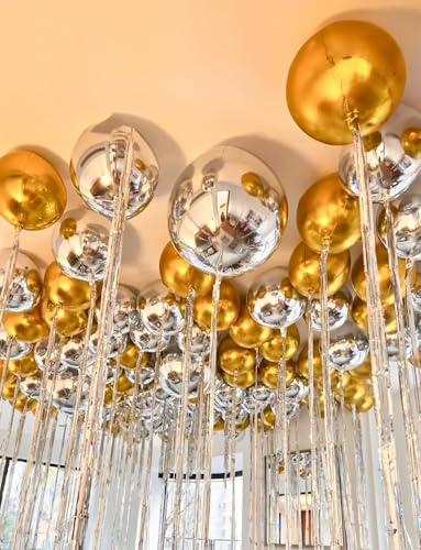 Image of Toys Treasure 6pcs 22 inch Gold Metallic Foil Balloons Set - 4D Star Ball Balloons for Birthday Disco Dance Graduation New Year Decorations