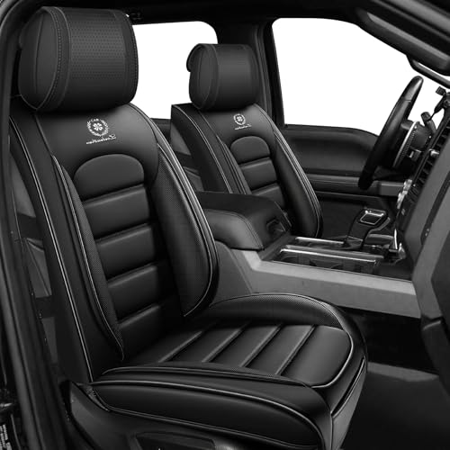Image of Full Set Seat Covers for Ford F-150 F250 F350 XL XLT STX Lariat King Ranch Platinum Raptor Seat Covers 2007-2026, Full Set Waterproof Seat Protectors(Standard 5 Seats /Black)