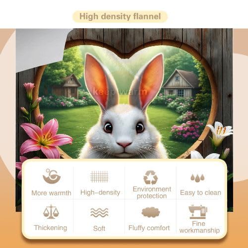Manta Polar Cama 150 Conejo Blanco Adulto, Plaid Mantitas Sofa para Cama Suave y Peluda de Doble Cara, Manta de Sofá de Cama o de Sala de Estar - 220x240 cm