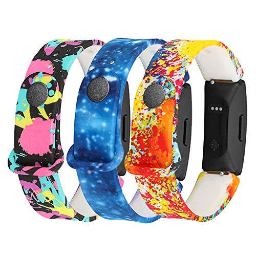 Bands Compatible with Fitbit Ace 2 Band Replacement Silicone Printing Pattern Wristband Starps for Ace 2 Bands for Kids (Multicolor-3pcs)