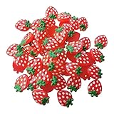AMOBESTER Mini Resin Strawberry Flatback Resin Decoden Charms Strawberry Resin Charms Decoden Embellishments for DIY Craft Making and or Phonecover Scrapbooking 50PSC