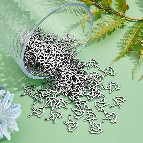 DICOSMETIC 120Pcs Animal Bird Charms Stainless Steel Dove Pendants Hollow Style Peace Dove Charms Small Bird Charms Heart Piece Jewelry Making Charms for DIY Crafts Hole: 0.9mm - Image 4
